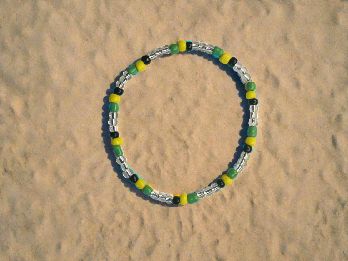 Clear Jamaican Beaded Bracelet