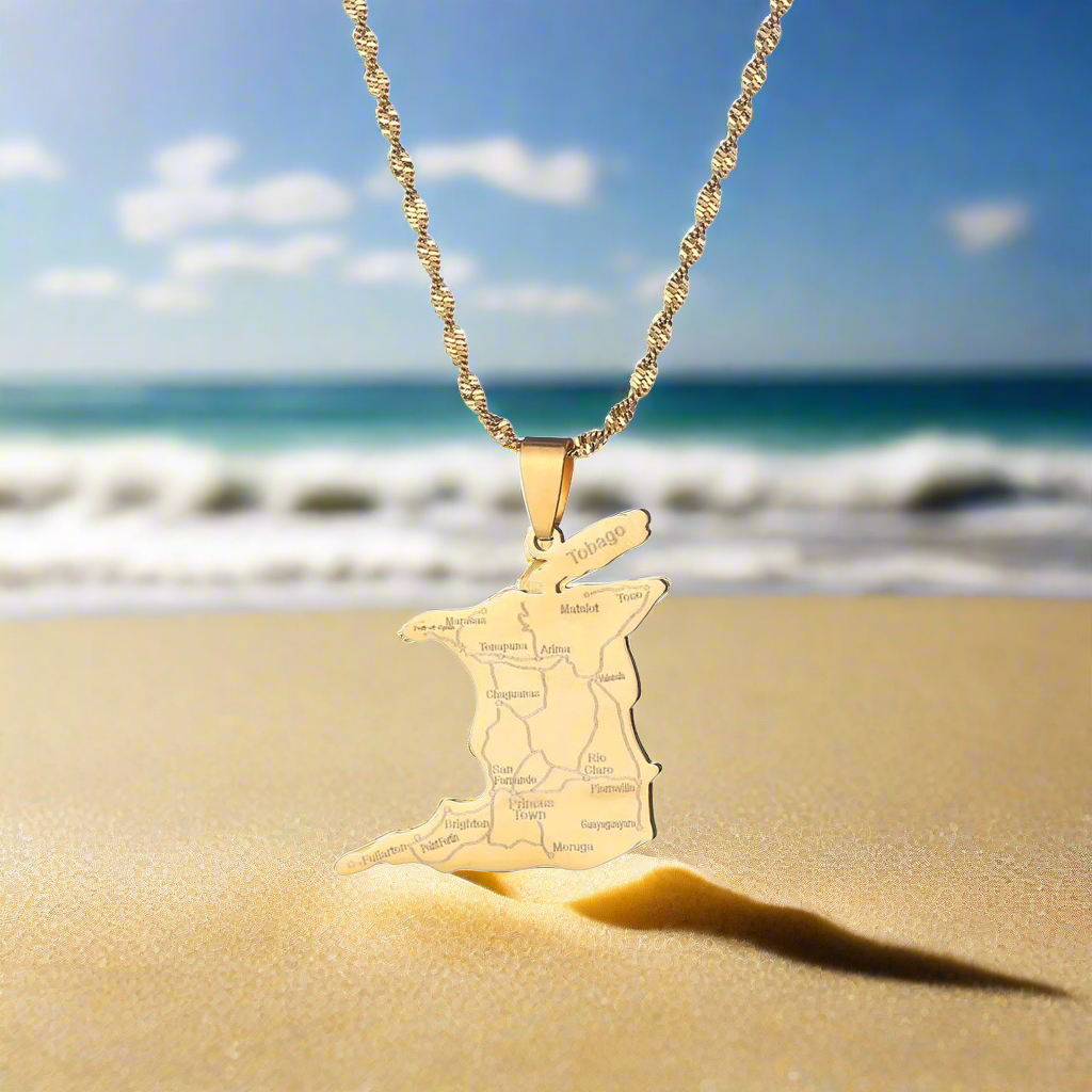 Trinidad & Tobago Parishes/ Map Pendant Necklace