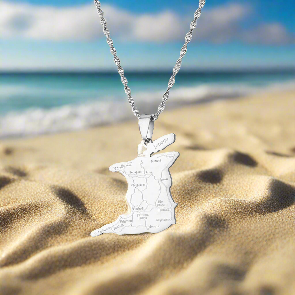 Trinidad & Tobago Parishes/ Map Pendant Necklace