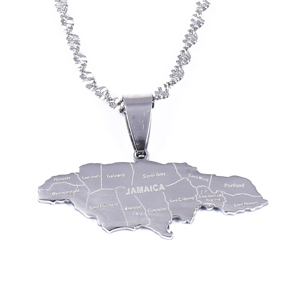 Jamaica Parishes/Name/Map Pendant Necklace